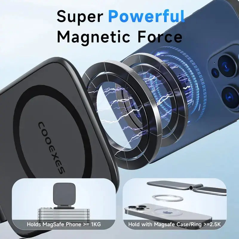 Ultra-Strong MagSafe Magnetic Car Phone Holder - 20Kg Capacity, Adjustable 360° Rotation, Anti-Shake Design, Compatible with iPhone 17 Pro Max & Most Smartphones