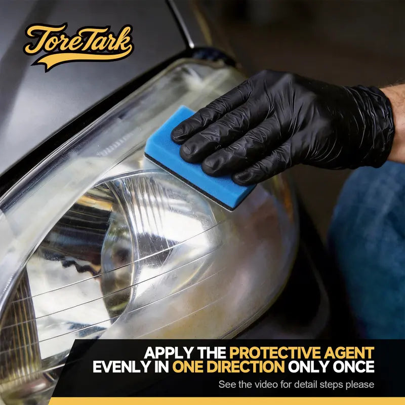 Revitalize Your Ride: Toretark No-Sand Headlight Restoration Kit - 100ml Cleaning Solution & 20ml Crystal Coating for Long-Lasting Clarity & Protection - Perfect Car Care Gift for Him!