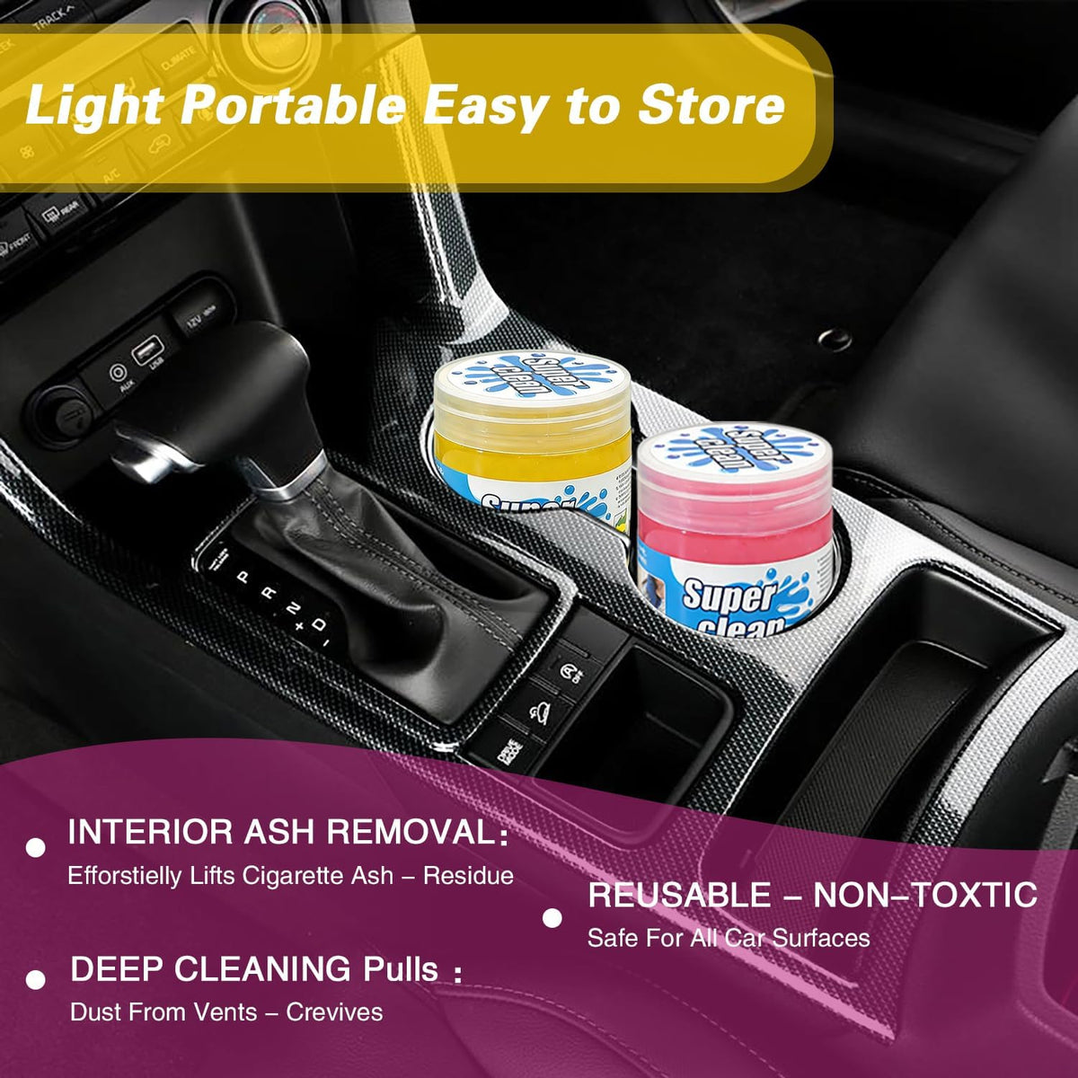 Car Cleaning Gel Putty, Reusable Dust Remover Slime for Auto & Home