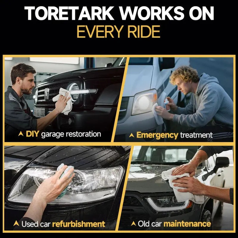 Revitalize Your Ride: Toretark No-Sand Headlight Restoration Kit - 100ml Cleaning Solution & 20ml Crystal Coating for Long-Lasting Clarity & Protection - Perfect Car Care Gift for Him!