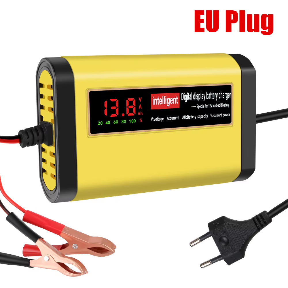Full Automatic Car Battery Charger 2A Intelligent Fast Power Charging Digital LCD Display