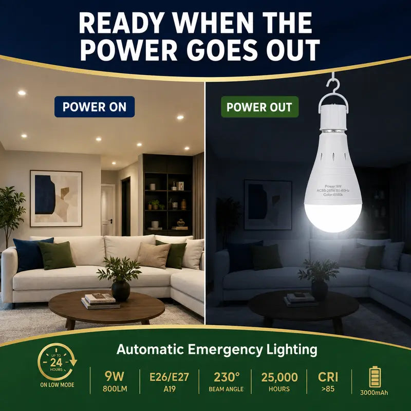 RELAMPBOL Rechargeable LED Emergency Bulbs - 9W Power, 60W Equivalent, Pack of 4/6, 1200mAh Battery, 6000K Daylight & 3000K Warm White, Energy Saving & Perfect for Outages & Camping
