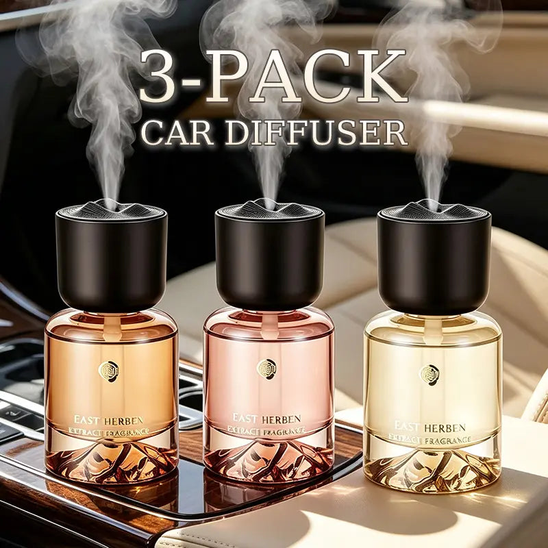 3-Pack Rechargeable Type-C In-Car Air Freshener Diffusers - 120ml Each, Auto-Start Vibration Activation, 5-Level Scent Intensity, Perfect Mist Release for Your Vehicle