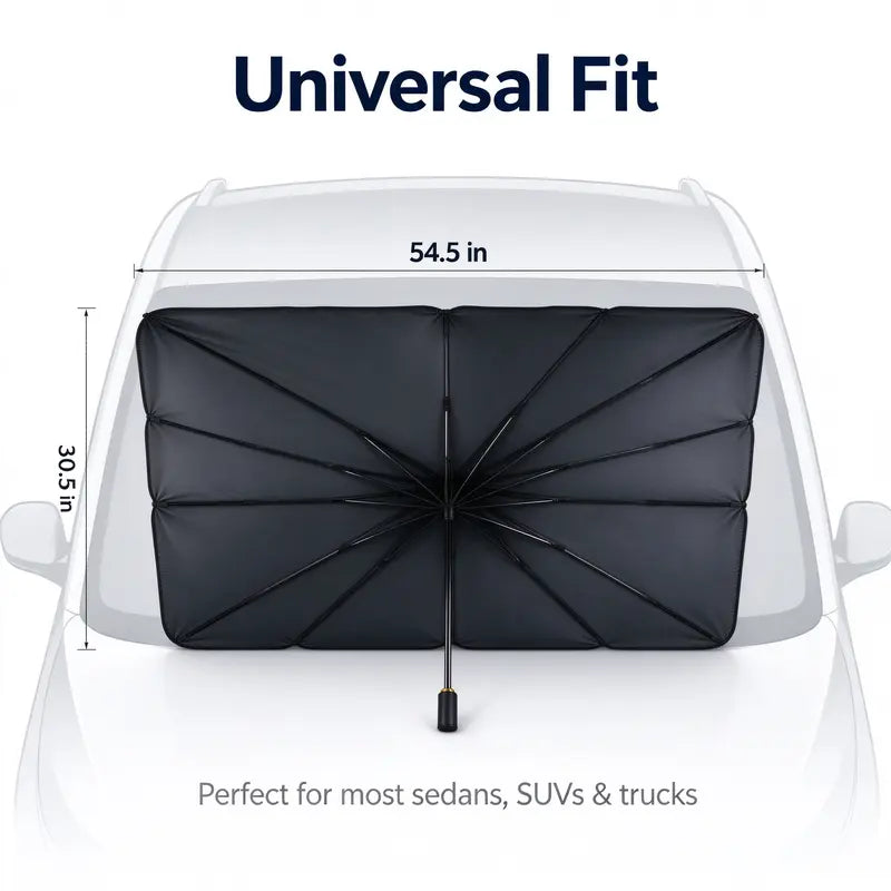 Ultimate Portable Car Windshield Sunshade Umbrella - Quick 1-Second Setup, UV Protection & Heat Blocker, Fits Most Vehicles, Essential Daily Accessory