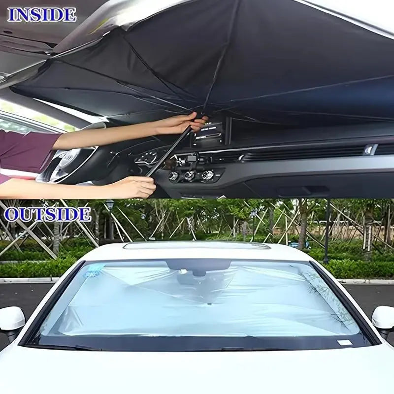 Ultimate Portable Car Windshield Sunshade Umbrella - Quick 1-Second Setup, UV Protection & Heat Blocker, Fits Most Vehicles, Essential Daily Accessory