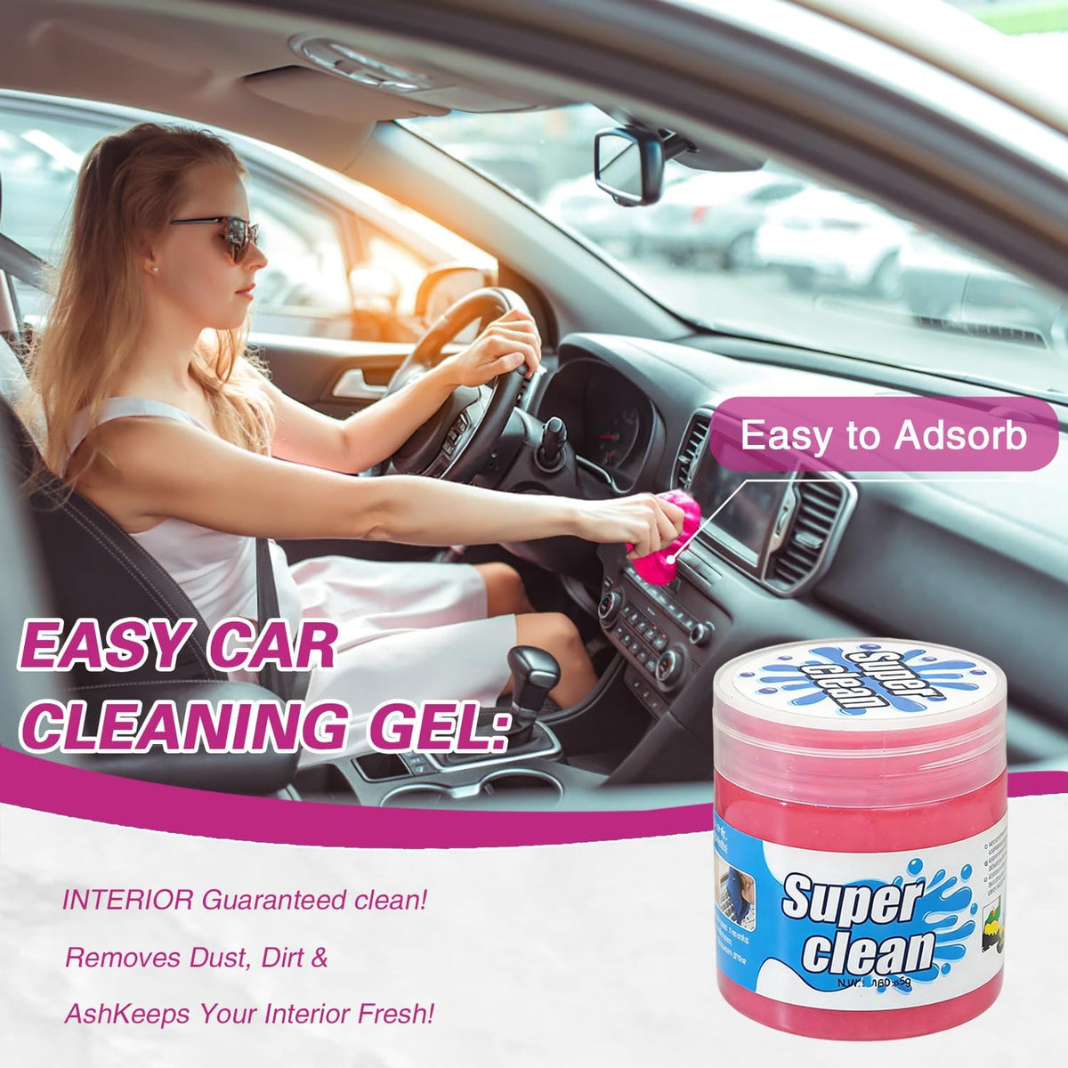 Car Cleaning Gel Putty, Reusable Dust Remover Slime for Auto & Home