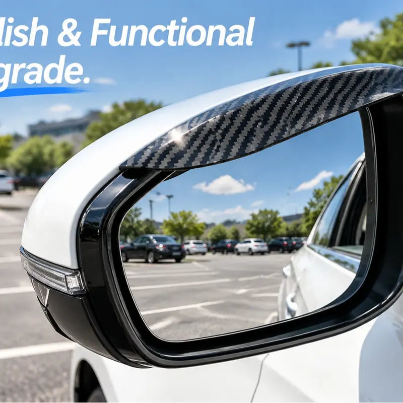Waterproof Carbon Fiber Side Mirror Rain Visors - Snap-On Eyebrow Covers for Cars, Sedans, and Trucks