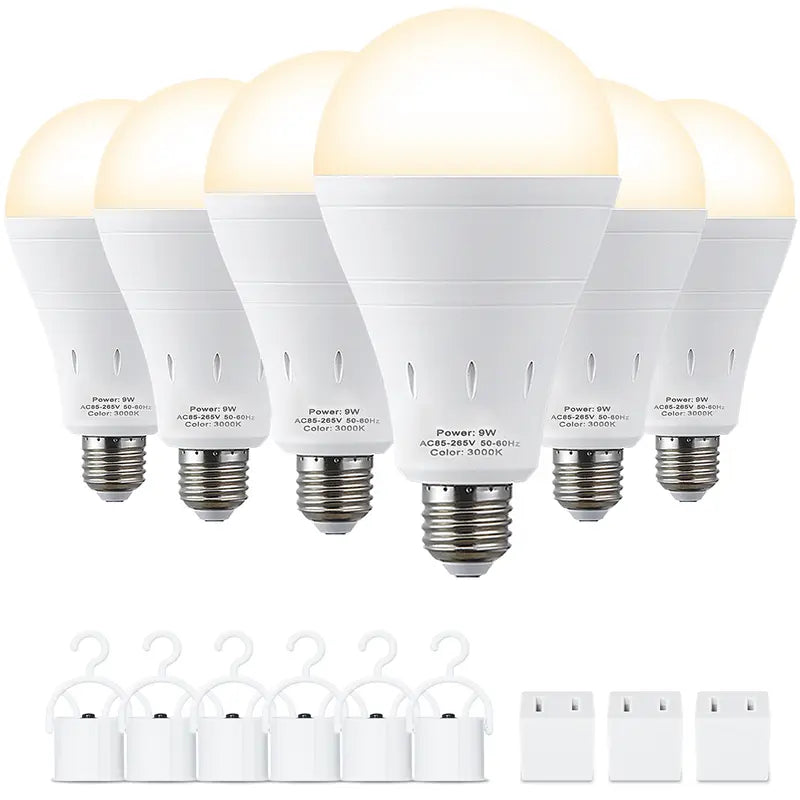 RELAMPBOL Rechargeable LED Emergency Bulbs - 9W Power, 60W Equivalent, Pack of 4/6, 1200mAh Battery, 6000K Daylight & 3000K Warm White, Energy Saving & Perfect for Outages & Camping