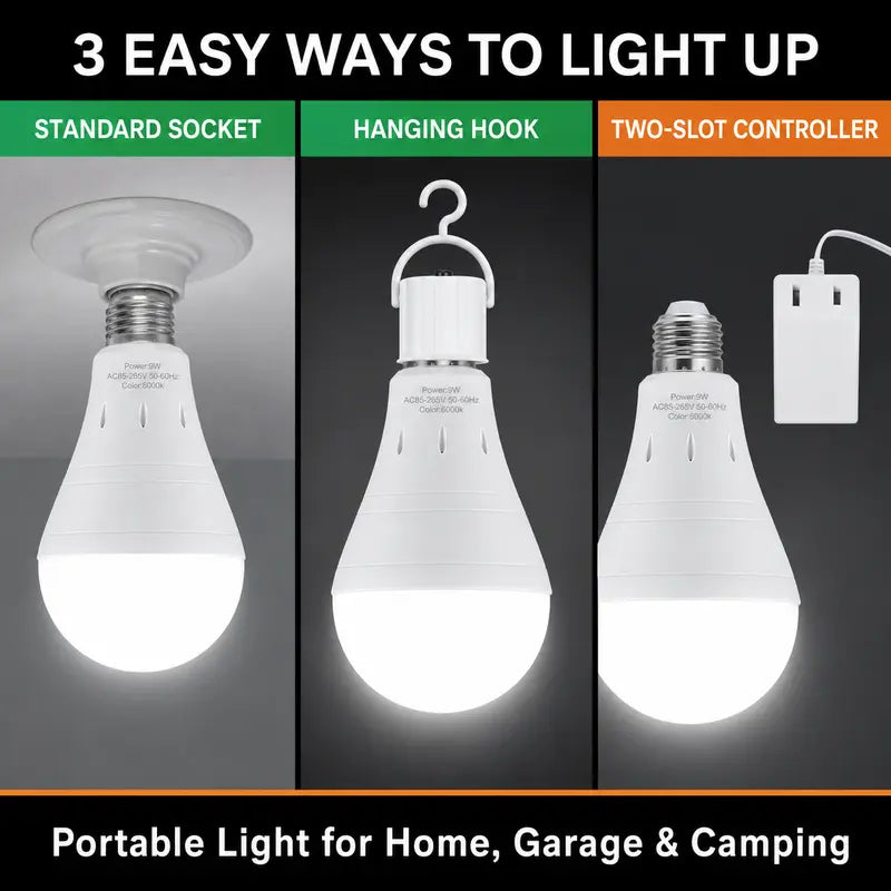 RELAMPBOL Rechargeable LED Emergency Bulbs - 9W Power, 60W Equivalent, Pack of 4/6, 1200mAh Battery, 6000K Daylight & 3000K Warm White, Energy Saving & Perfect for Outages & Camping