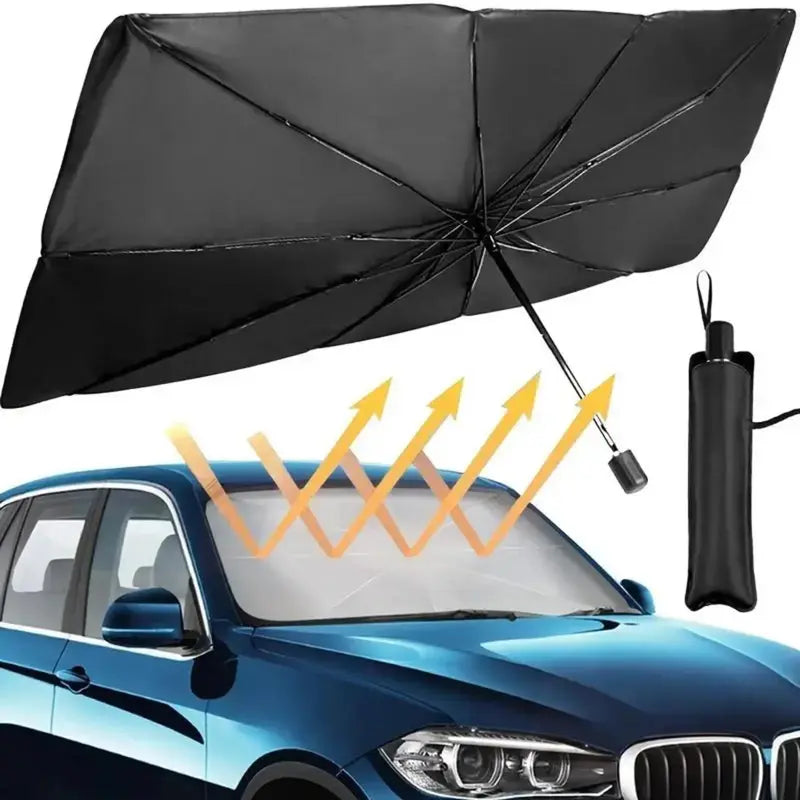 Ultimate Portable Car Windshield Sunshade Umbrella - Quick 1-Second Setup, UV Protection & Heat Blocker, Fits Most Vehicles, Essential Daily Accessory