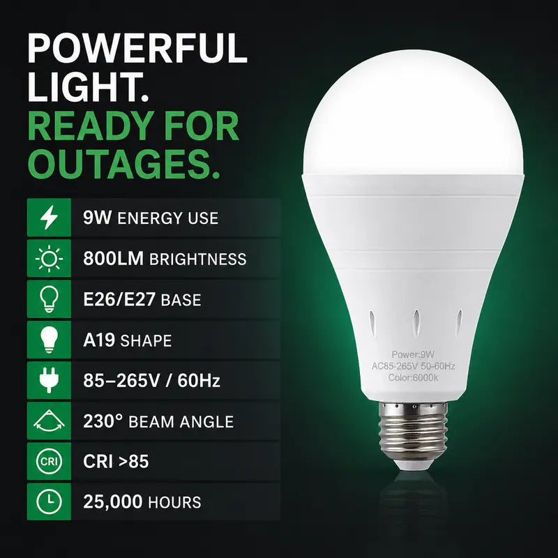RELAMPBOL Rechargeable LED Emergency Bulbs - 9W Power, 60W Equivalent, Pack of 4/6, 1200mAh Battery, 6000K Daylight & 3000K Warm White, Energy Saving & Perfect for Outages & Camping