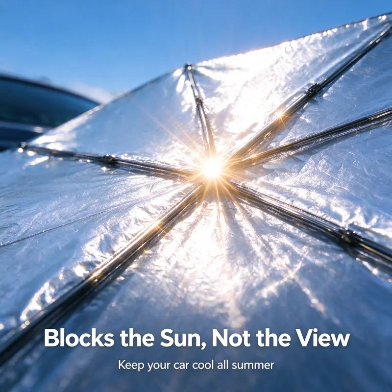 Ultimate Portable Car Windshield Sunshade Umbrella - Quick 1-Second Setup, UV Protection & Heat Blocker, Fits Most Vehicles, Essential Daily Accessory