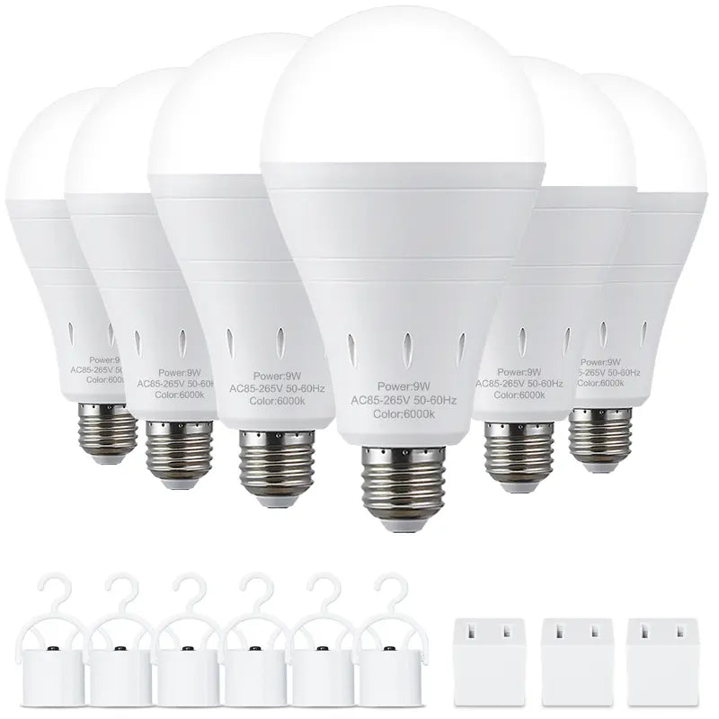 RELAMPBOL Rechargeable LED Emergency Bulbs - 9W Power, 60W Equivalent, Pack of 4/6, 1200mAh Battery, 6000K Daylight & 3000K Warm White, Energy Saving & Perfect for Outages & Camping