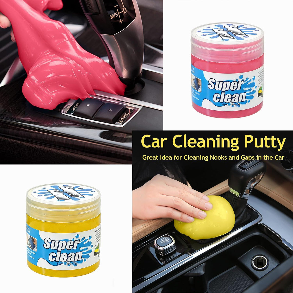 Car Cleaning Gel Putty, Reusable Dust Remover Slime for Auto & Home