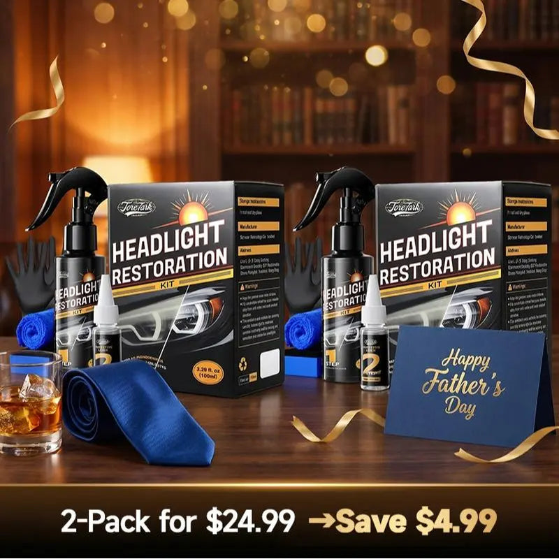 Revitalize Your Ride: Toretark No-Sand Headlight Restoration Kit - 100ml Cleaning Solution & 20ml Crystal Coating for Long-Lasting Clarity & Protection - Perfect Car Care Gift for Him!