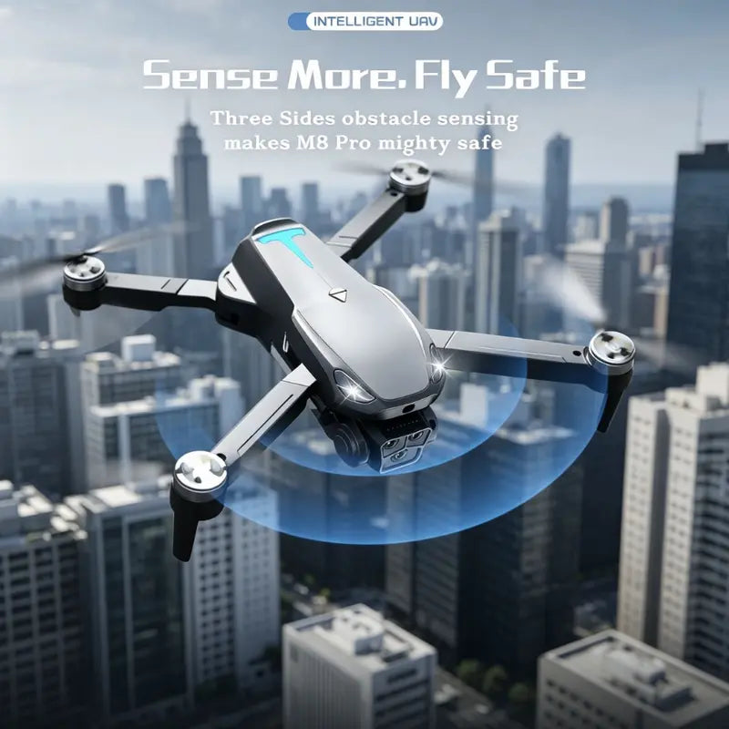 M8 Pro 2026 Foldable GPS Drone with 4K UHD EIS Camera, 5G FPV Transmission, Intelligent Obstacle Avoidance, Auto Return, 360° Flip, Dual Batteries – Easy-To-Fly Drone for Beginners & Adults
