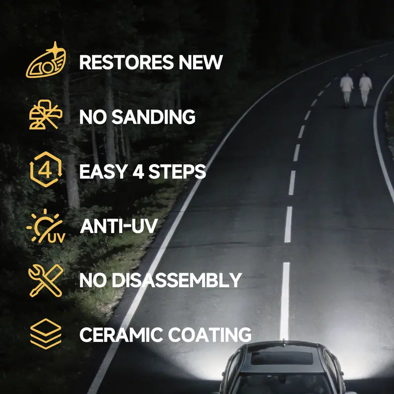 Revitalize Your Ride: Toretark No-Sand Headlight Restoration Kit - 100ml Cleaning Solution & 20ml Crystal Coating for Long-Lasting Clarity & Protection - Perfect Car Care Gift for Him!