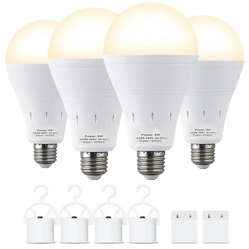 RELAMPBOL Rechargeable LED Emergency Bulbs - 9W Power, 60W Equivalent, Pack of 4/6, 1200mAh Battery, 6000K Daylight & 3000K Warm White, Energy Saving & Perfect for Outages & Camping