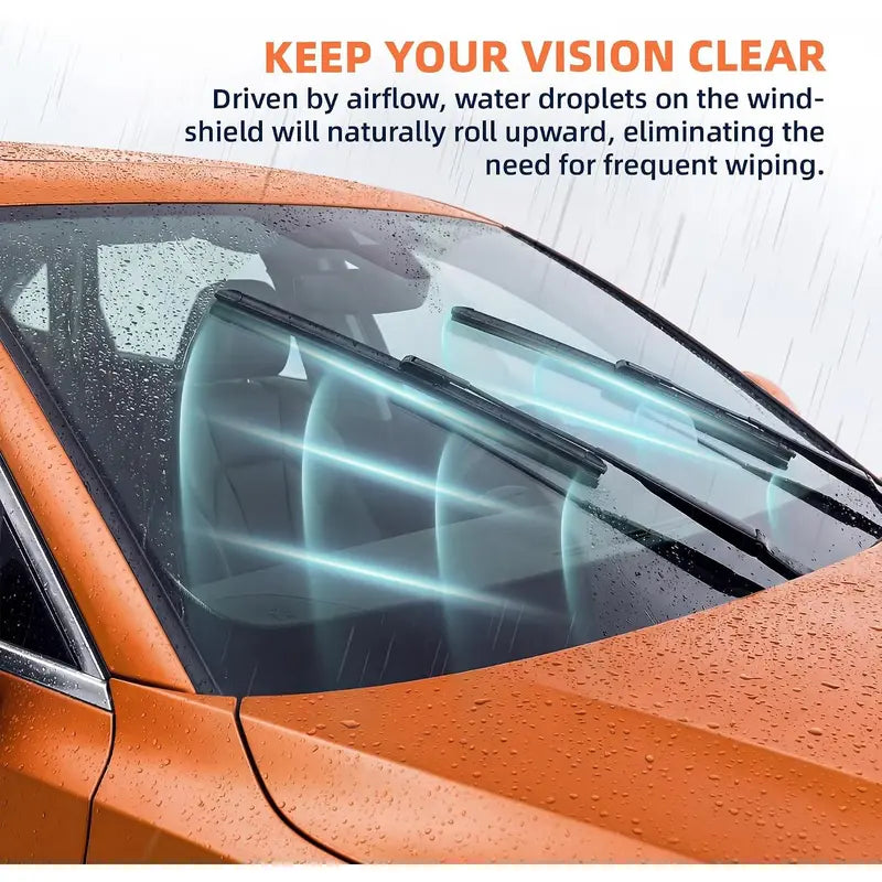 WOWIPER Premium Silicone Windshield Wiper Blades - Graphene-Coated, All-Weather Performance, Easy Install, Multi-Fit J/U Hook, 2-Pack
